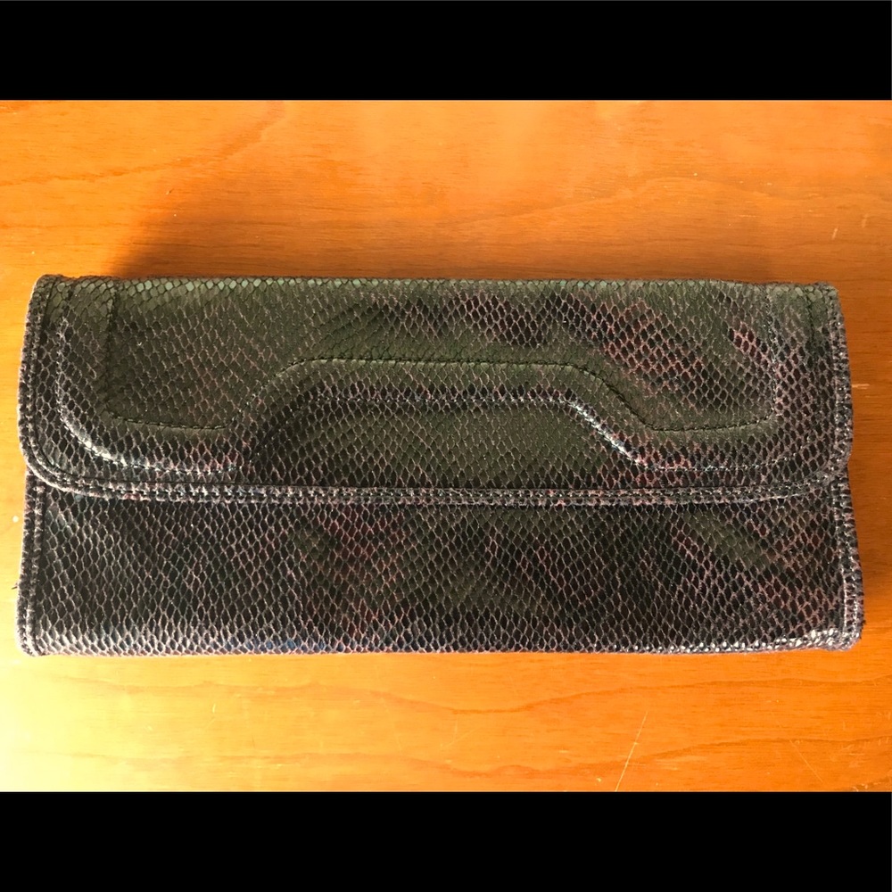 BR Faux Snakeskin Clutch